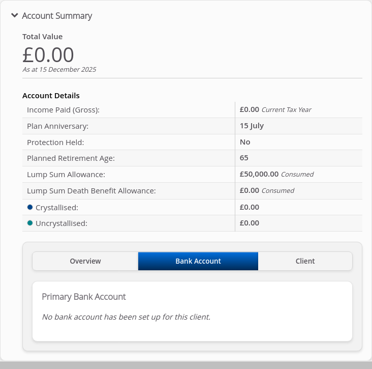 Role-Adviser > 06 Account Summary - NO DATA > Summary tabs